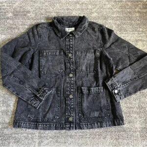 Dark Gray Denim Jacket with Pockets